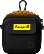 Dog Treat Pouch for Pet Walking and Training with Clicker, Poop Bags, and Three Bags Design Small Fanny Zipper Pack Holder for Puppy Snack Dispenser Kit for Leash and Outdoor Use (Black)