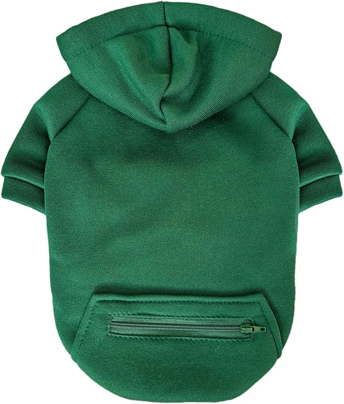 Jecikelon Pet Dog Cold Weather Coat with Pocket Winter Dog Hoodie Warm Puppy Clothes for Small Dogs Chihuahua Clothing (Green, Medium)