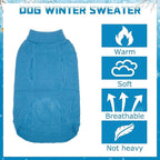 Mihachi Turtleneck Dog Sweater - Winter Coat Apparel Classic Cable Knit Clothes with Leash Hole for Cold Weather, Ideal Gift for Pet in New Year
