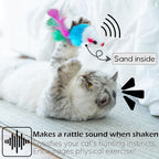 60 PCS Furry Cat Toys Squeak Mouse Rattle Mice Cat Catcher Pet Toys with Feather Tails (Random Color)