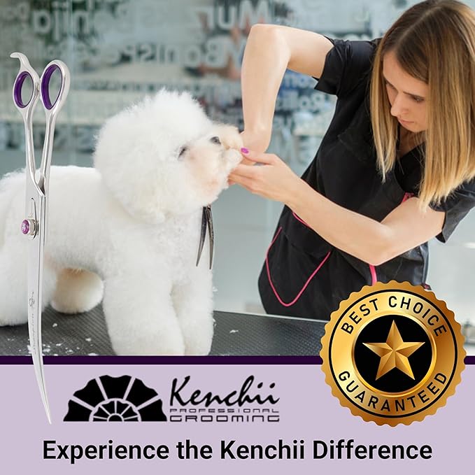 Kenchii Scorpion Dog Grooming Scissors, 9 Inch Curved Shears, Dog Scissors for Grooming, Professional Pet Grooming Scissors, Heavy Duty, Durable and Sharp