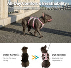 Huntboo Escape Proof Dog Harness, No Pull Reflective Harness with Lift Handle, Adjustable Pet Vest with Front and Back Leash Clips for Small Medium Large Dogs Walking Hiking Training (Pink,L)