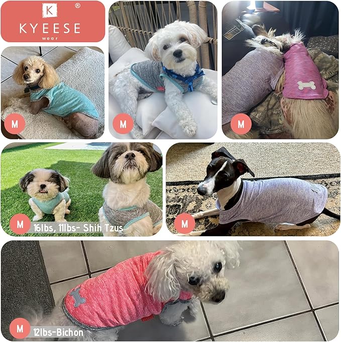 KYEESE 2 Pack Dog Shirts Quick Dry Soft Stretchy Pet T-Shirts with Reflective Label Tank Top Sleeveless Sun Protection Vest Dog Clothes for Small Medium Dogs, Medium, Purple+Pink