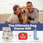 The Original Doggy Bag™ - Complete Dog Travel Bowl Bag for Supplies with 2 BPA-Free Travel Dog Bowls & 2 Food Containers - Traveling Kit for Road Trips, Camping, Weekend Away or Doggy Gift - Beige