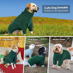 Queenmore XXL Dog Sweater, Dog Sweaters for Large Dogs Girl or Boy, Dog Christmas Sweaters XXL, Winter Big Dog Sweatshirt Knitwear, Pet Chunky Warm Coat for Small Medium Size Dogs, Green XXL