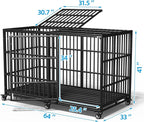 64" Heavy Duty Dog Crate Indestructible Dog Pet Kennel Cage for Extra Large Giant Breeds Double Doors Locakable Wheels High Anxiety Escape Proof Pet Dog Playpen