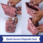 Dog Treat Pouch, Durable Oxford Polyester, No-Spill Magnetic Closure, Treat Pouches for Pet Training with Metal Clip, Waist Belt, Adjustable Strap, Poop Bag Dispenser (Light Pink)