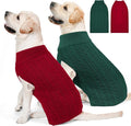 2 Pack Dog Sweaters for Big Dogs Turtleneck Pullover Cable Knit Large Size Stretch Clothes Pitbull Labrador Bulldog Doberman Boy Girl Pets Winter Clothes (XL, Red & Green)