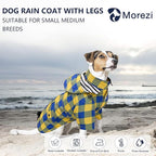 Dog rain Coat Waterproof Raincoat Puppy Jacket with Legs Buttons Zipper Hood Drawstring Fit for Yorkie Terrier Schnauzer Poodle Border Collie Labrador Golden Retriever 8lbs to 80lbs Yellow XS