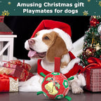 QDAN Christmas Dog Soccer Balls with Straps, Interactive Toys for Tug of War, Puppy Birthday Gifts, Durable Balls for Medium Large Dogs (8 Inch)