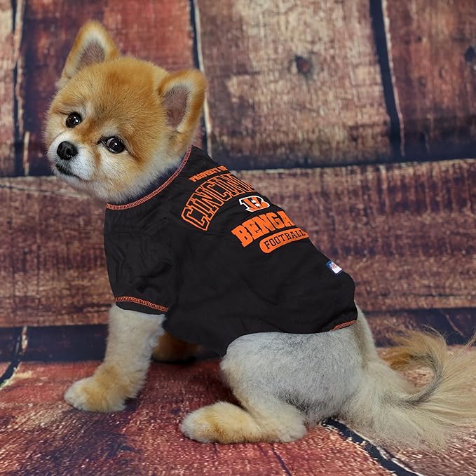 NFL Cincinnati Bengals Dog T-shirt Large. - Licensed Shirt for Pets Team Colored with Team Logos- Premium Stretchable Materials for the comfort of your Dog & Cat