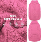 BINGPET Thermal Knitted Dog Sweater for Small Medium Large Dogs,Winter Dog Cat Coat Warm Sweartershirts Outfits,Classic Cable Knit Turtleneck Pullover Dog Jumper Coat Warm Sweartershirts