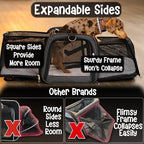 Pet Carrier with Wheels | Delta American Frontier Airline Approved | Two Expandable Sides, Storage Pockets Adjustable Leash | Rolling Dog and Cat Carrier TSA Compliant (Light Grey 17x12.5x11)