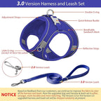 AIITLE Dog Harness, Summer No-Pull Cat Harness with a Leash, Adjustable Reflective Dog Vest, Cat Harness Escape Proof, Outdoor Walking, Camping for Extra Small Dogs and House Cats Royal Blue XXXS