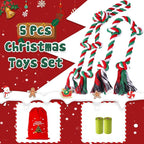 Heavy Duty Christmas Dog Rope Toys for Aggressive Chewers- Tough Tug of War & Chew Toys for Large, Medium & Small Dogs, 5 Pack Including 2 Ropes & 3 Supplies