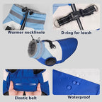 azuza Dog Jacket for Medium Dogs Waterproof Dog Coat with Reflective Strips and Harness Built in Warm Fleece Dogs Winter Coat Windproof with Back Zipper, Blue XL