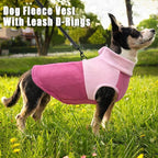 Idepet Dog Fleece Vest Sweater Zip Up Warm Pullover Dogs Jacket with D-Ring Leash Winter Cold Weater Coat Pet Sweatershirt Clothes Hoodie for Small Medium Dogs Boy Girl (Pink/Rose Red, XXL)