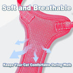 Cat Harness and Leash Set Escape Proof for Kitten Walking, Soft Adjustable Top Handle Vest Harnesses for Cats, Easy Control Breathable Reflective Small Medium Large, Pink, M