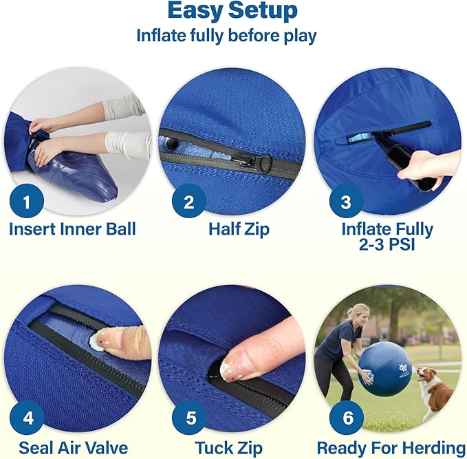 Race&Herd 18" Original XXL Herding Ball for Dogs - Giant Herding Dog Ball Australian Shepherds, Herding Toys, Dog Training Toy for Small Breeds, Dog Toy for Outdoor Play (for Small Dogs, Blue)