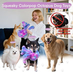 Clairooo Squeaky Dog Toys, Colorful Crinkle Octopus, Plush Dog Toys for Chewing, Interactive, Soft Fabric for Small, Medium & Large Dogs, Daily Companionship, Training Reward, (Yellow)