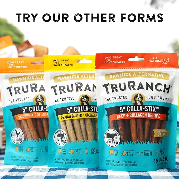 TRURANCH Collagen Chips - Collagen Dog Treats - Long Lasting Healthy Joint Support Dog Treat - Rawhide Alternative Chips - Skin & Coat Health - Made with Real Chicken,1 Bag, 8.2 oz