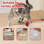 2 Packs Interactive Cat Toys for Indoor Cats, Automatic Cat Toy with Elastic Mesh Tail, Electric Rolling Ball on Carpet, Chirping and Motion Activate Cat
