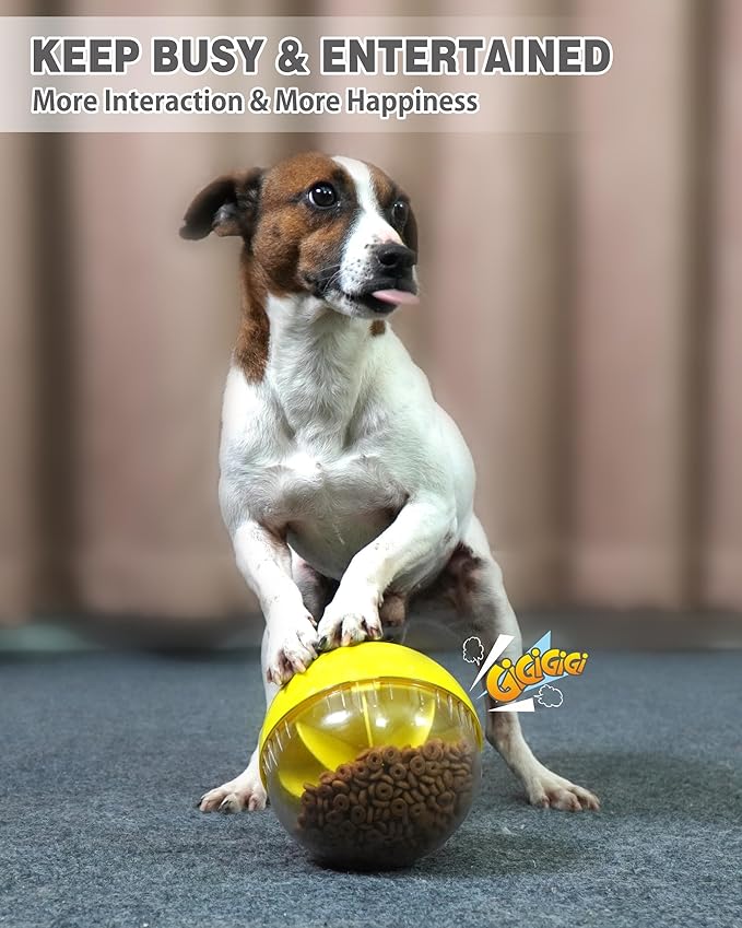 Interactive Dog Treat Toy, Mental Stimulation and Enrichment, Yellow
