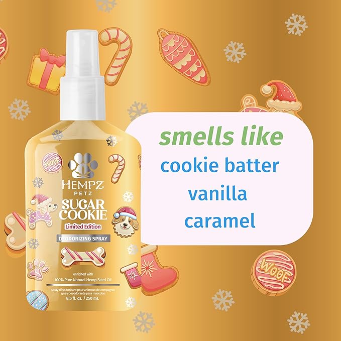 Hempz Petz, New Deodorizing Dog Spray, Frosted Vanilla Sugar Cookie, Pet Cologne, Limited Edition, 8.5 fl.oz.
