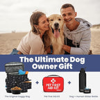 The Original Doggy Bag™ - Complete Dog Travel Bag for Supplies with 2 BPA-Free Travel Dog Bowls & 2 Pet Food Containers - Traveling Kit for Road Trips, Camping, Weekend Away or Doggy Gift - Paw Print
