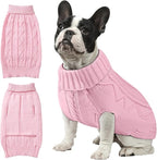 Dog Sweaters for Small Medium Large Dogs Girl, Soft Warm Turtleneck Pup Dogs Shirt, Double Knitting Collar for Outdoor Playing, Warm Dog Clothes (M,Pink)