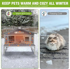 GUTINNEEN Heated Cat House for Outside Large Outdoor Insulated Cat House Weatherproof Feral Cat Shelter with Heated Pad, Insulated All-Round Thermal Liner, Chewproof Cable for 1-4 Cats (Winter-Ready)