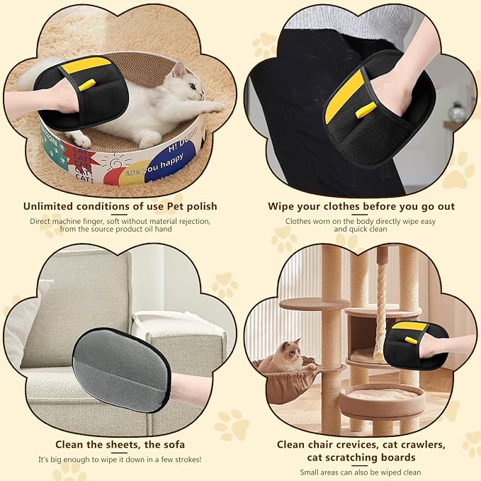 Pet Hair Removal Gloves,Electrostatic Gloves Pet Hair, Efficient Grooming Glove for Cats Dogs, Reusable Pet Hair Removal Tool for Couch, Furniture, Carpet, Curtain (3)