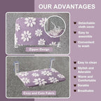 Cat Window Perch, Foldable Cat Window Hammock with Cute 3D Textured Flower Cover and Strong Suction Cups, Cordless Window Seat Bed for Indoor Cats (Purple, Large)