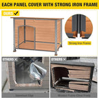 Aivituvin Dog House Outdoor & Indoor Unique All-Around Iron Frame Dog Kennel for Winter with Raised Feet Weatherproof for Small & Medium & Large Dogs