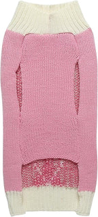 Pink Argyle Knit Dog Sweater for Girl, Pet Clothes for Dog Coat Sweatshirt Large (L) Girth 18-20"