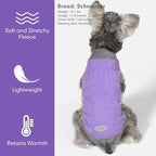 cyeollo 2 Pack Fleece Dog Sweater Pullover Dog Sweatshirt Reflective Lightweight Clothes for Small Dogs Girl Pet Apparel Purple, Grey, M
