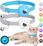 Apple AirTag Cat Collar, GPS Tracker with Reflective Breakaway Design, Lightweight Kitten Collar with Bell (Gray/Luminous Blue)