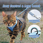 Cat Harness and Leash Set,Escape Proof Adjustable Cat Harness,Soft and Breathable Kitten Harness and Leash with Reflective Strips for Walking and Traveling(Light Blue, X-Small(3.3-8.9lb))