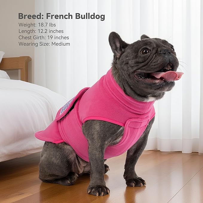 cyeollo Small Dog Sweater, Fleece Dog Sweaters Turtleneck Vest Soft Puppy Sweatshirt Stretchy Pet Fall Autumn Coat Warm Winter Clothes for Small Dogs Girl, Pink M