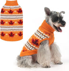 KOOLTAIL Cable Knit Dog Sweater Turtleneck, Cold Weather Pullover Classic Knitwear, Thick Warm Winter Pet Clothes, Fall Maple Leaves Thanksgiving Dog Sweater for Small Medium Large Dogs Cats,Orange ML