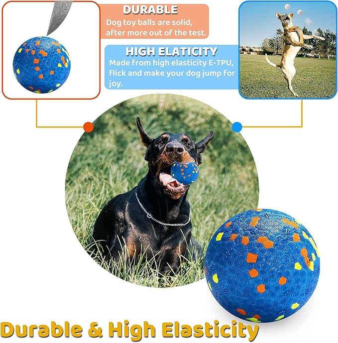 Dog Balls, Indestructible Dog Toy Ball for Aggressive Chewers, Durable High Elasticity Interactive Ball for Training Dog Catch and Fetch, Large Medium Small Dog and Puppies(Blue, 2.5in, 1pcs)
