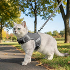 Cat Harness and Leash Escape Proof Kitten Harness Cat Leash for Walking Travel Service Cat Vest, Grey, X-Small
