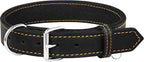 Riparo Dog Collar - Genuine Leather Dog Collars - Heavy Duty Dog Collars for Medium Large and Extra Large Dog Breeds (L: 1.25” Wide for 18” - 22” Neck, Black/Orange Thread)