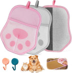 Pet Hair Removal Glove for Cats & Dogs, 2 Pcs With Hanging Hooks, Reusable Electrostatic Pet Hair Gloves, size 9.8 x 7.87 x 0.5 in, Pet Hair Glove for Clothes, Sofas, Carpets, Car Seats（Pink and gray）