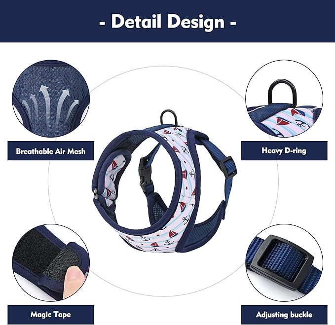 Mile High Life Step in Dog Harness for Small Dogs No Pull, Easy Get on Air Mesh Vest Harness, Adjustable Easy Closures Both Neck and Chest (White, M Chest 15.7"-23.2")