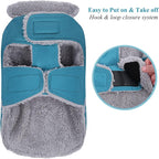 VIVAGLORY Frostfit Dog Coat, Dog Jacket for Winter & Cold Weather, Warm Fluffy Fleece Lined Water Resistant Reflective for Puppy, Coat with Velcro Fastening & Leash Hole, L, Turquoise