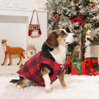 Fleece Lining Dog Hoodie for Large Dogs Extra Warm Plaid Sweater with Drawstring Hooded Coats in Winter Doggie Jacket,Red XXXL