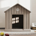 Dog House for Outdoor & Indoor Use with Window, Waterproof Ventilated Kennel with Elevated Floor, Easy to Clean Shelter for Small Medium Large Dogs (Grey, 37.2" L x 40" W x 40" H)