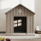 Dog House for Outdoor & Indoor Use with Window, Waterproof Ventilated Kennel with Elevated Floor, Easy to Clean Shelter for Small Medium Large Dogs (Grey, 37.2" L x 40" W x 40" H)