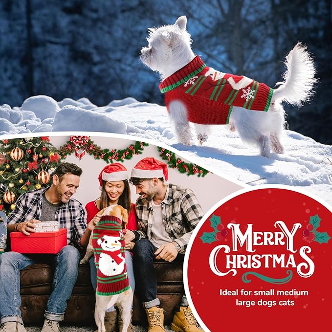 PETCARE Red Snowman Dog Sweater Christmas Dog Sweaters Vest Ugly Snow Xmas Puppy Costume Pet Holiday New Year Fall Winter Clothes for Small Medium Large Dogs Cats Pullover Sweaters Outfits,XX-Small